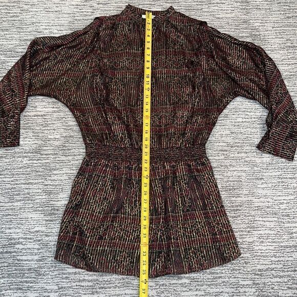 FRAME Party Paisley Metallic Silk Long Sleeve Minidress Large - Picture 11 of 16